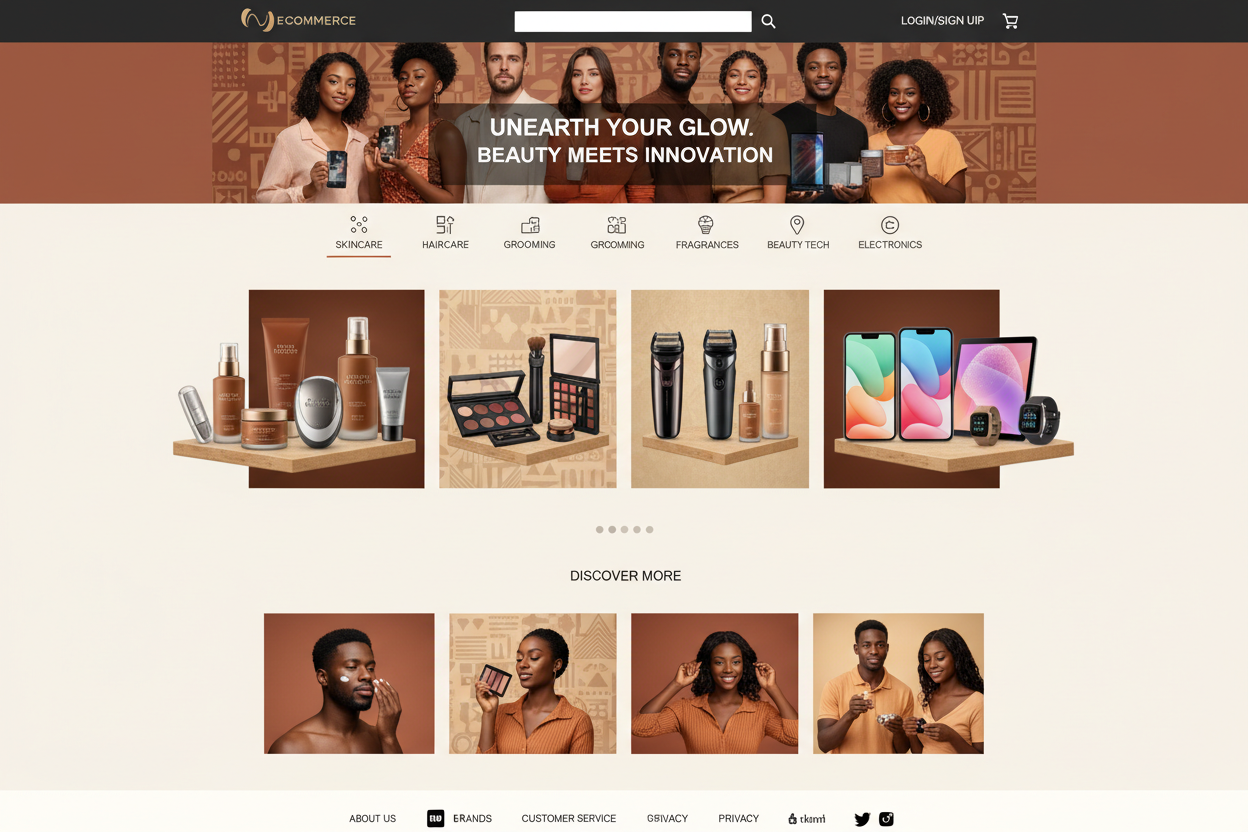 une boutique e commerce africaine de produits de beauté unisexe électronique qui ne manque de rien